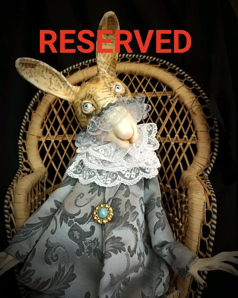 Image of RESERVED - Simon Anthropomorphic Hare art doll - Eccentric character 21.2 inches long