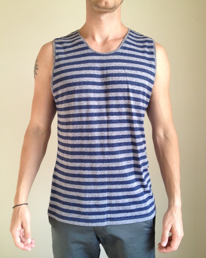 Image of Muscle Tee Stripes Blue