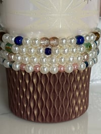 Image 3 of Starlight Shimmer Moon and Stars| Cream, Navy, and Gold  Tumbler Bracelet Stack