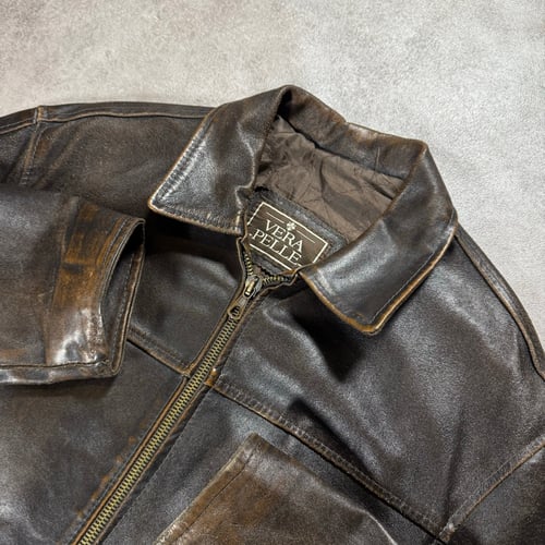 Image of 1990s Heavyweight Cropped Leather Jacket, Size Medium