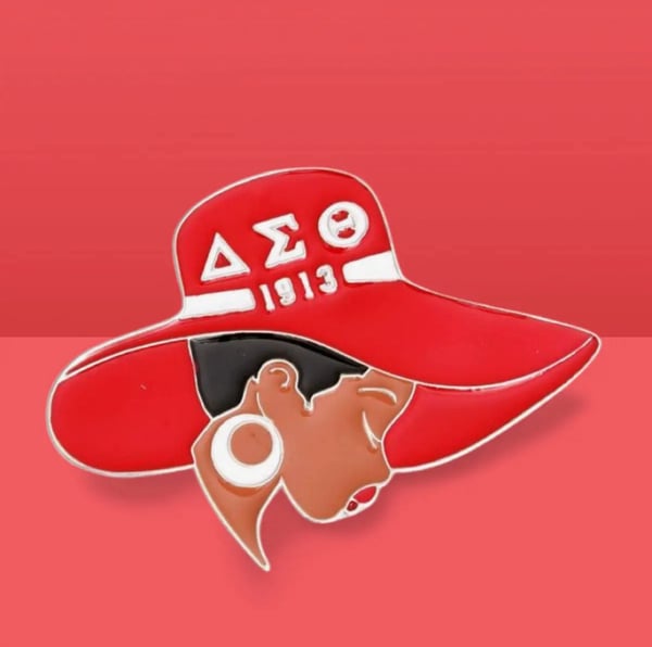 Image of Red White Greek Letter Hat Pin