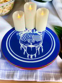 Image 2 of 14" Lazy Susan Turntable Epoxy Resin Art American Pitbull