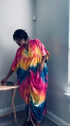 Ruched Kaftan | Rainbow Tie Dye with Pockets