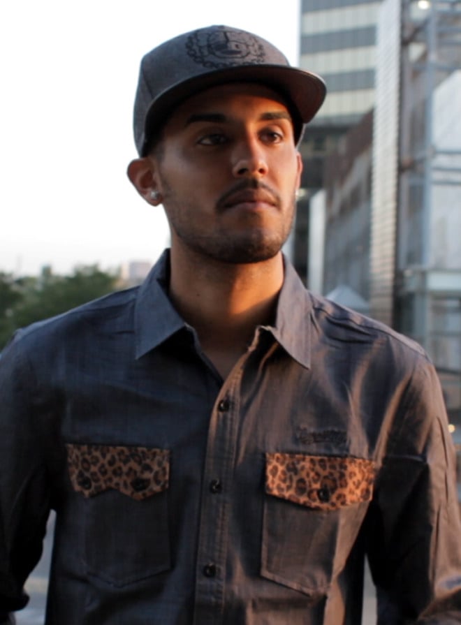Image of 'Raphael' - 3 K.N.G.'s Grey/Leopard Chambray Button Shirt