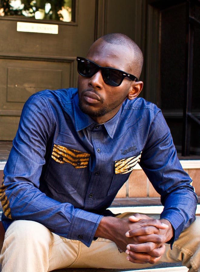 Image of 'Michelangelo' - 3 K.N.G.'s Blue/Tiger Chambray Button Shirt