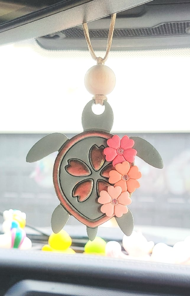 Image of Floral Reef Turtle Car Hanger