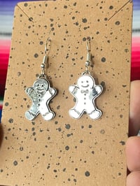 Image 2 of Sterling Silver Gingerbread Man Earrings