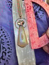 Image 4 of Electroformed Aura Quartz and Herkimer Diamond pendulum necklace