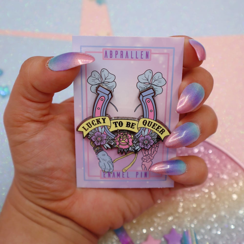 Image of Lucky To Be Queer Enamel Pin