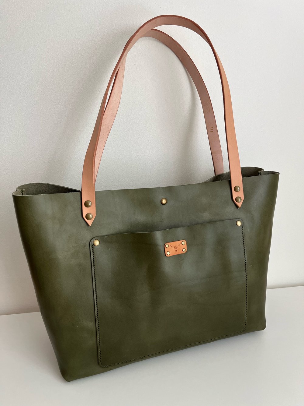 Image of Olive Green Italian Vachetta Carry-all Tote