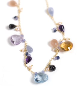 Image of Gold Multi Stone Necklace 
