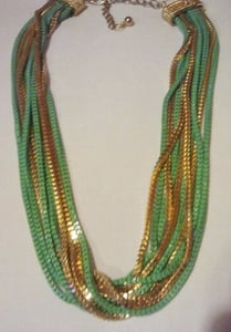 Image of Geisha Chained Up Necklace ( turquoise and gold)