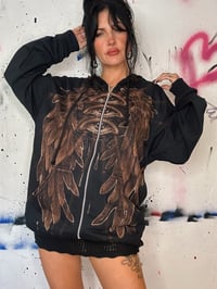 Image 4 of “GUARDIAN ANGEL” CUSTOM BLEACH PAINTED ZIP UP HOODIE LARGE