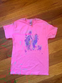 Image 2 of Pink T shirt with purple pussy print (small) copy copy