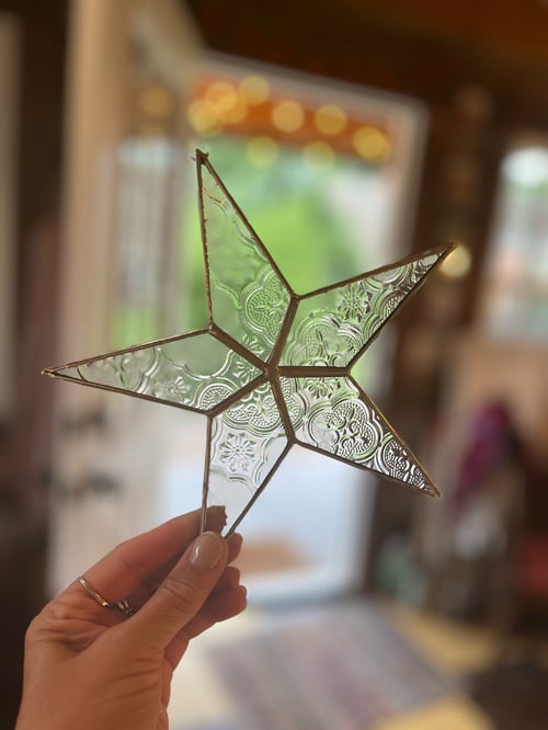Image of Clear Vintage Star- stained glass