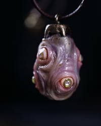 Image 10 of Egg of the King pendant, leather cord, brass hardware, all seeing eyes OOAK, one of a kind 