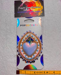 Image 5 of Hand Polished Blue Heart Beaded Popsocket 