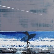 Image of Summer Surfer and Plane Trail, Cornwall