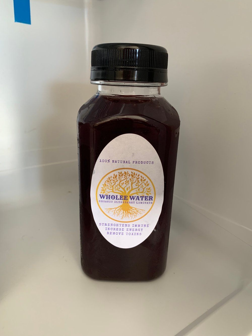 8oz Wholee Water Organic Kiwi Elderberry Lemonade