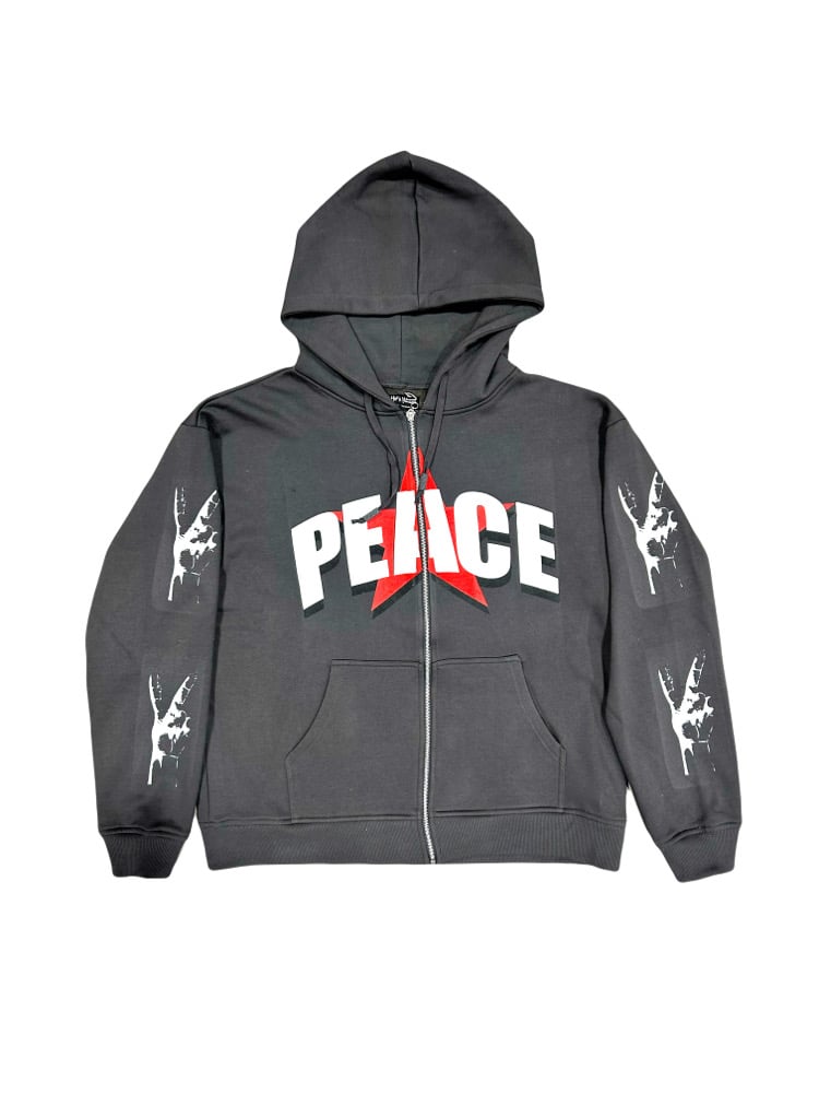 Image of “PEACE” Zip Hoodie- Shadow Grey 