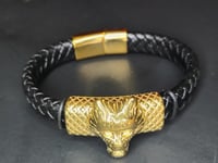 Image 3 of Wolf leather design bracelet 