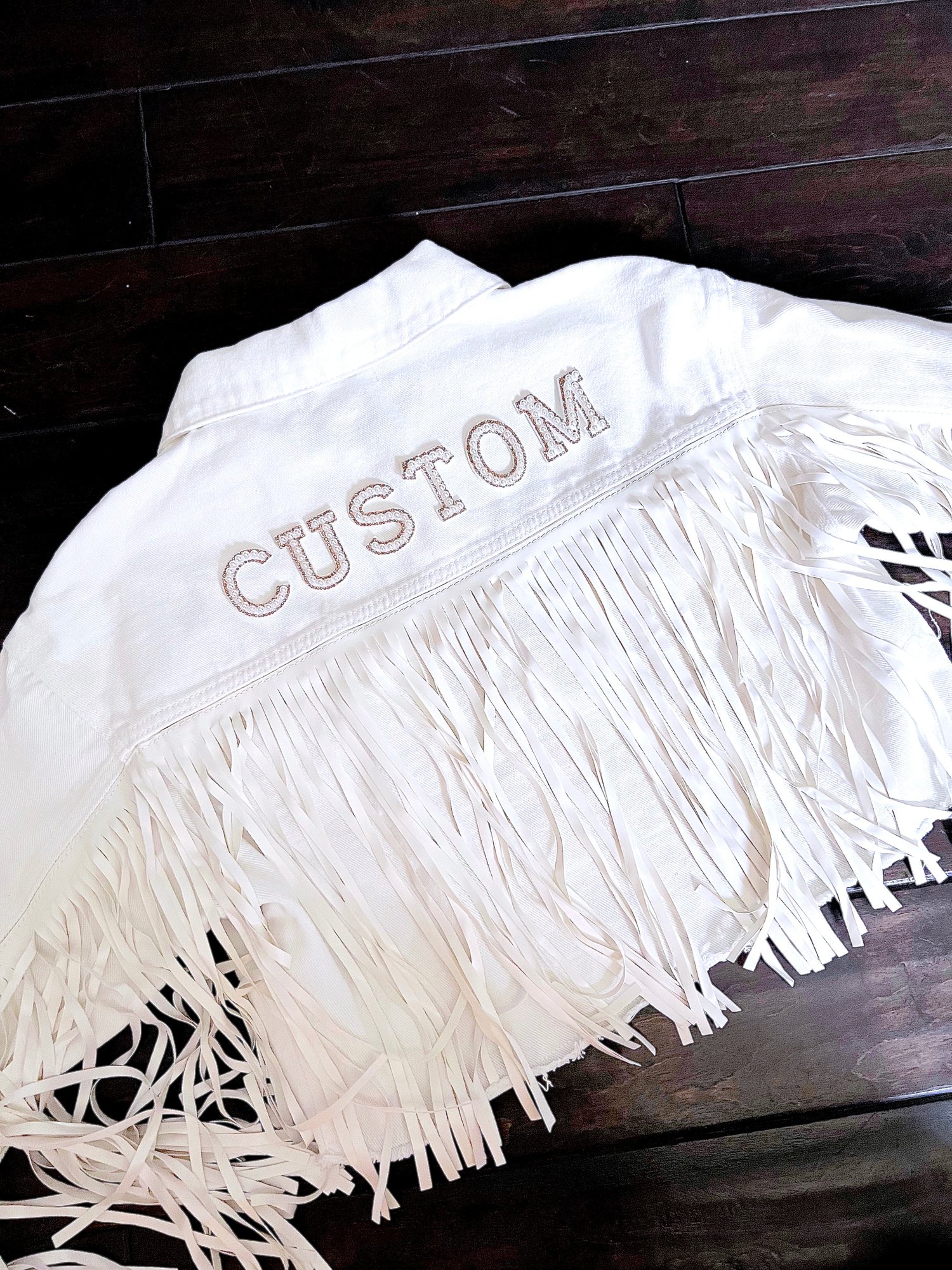 Image of CUSTOM Pearl & Stone Fringe Jacket