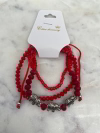 Image 1 of 3PC ELEPHANT BEADS BRACELET  red