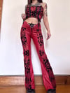 Fire Flocked Pleather Leggings in Red (made to order)