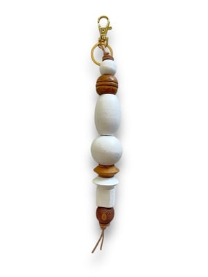 Image of BRANCUSI BAG CHARM / KEYCHAIN : WHITE & WOOD #1
