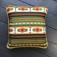 Image 4 of Southwestern diamond print cushion cover in blue green or orange