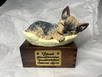 Image 9 of Custom Engraved Yorkie Urn Yorkshire Terrier In Bed Pet Portrait Handmade