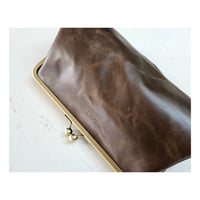 Image 5 of Coffee Pleated Leather Clutch 