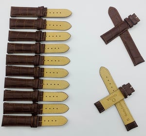 Image of LOTS OF 5 & 10 X CROC  STYLE OMEGA LEATHER GENTS WATCH STRAPS,20mm,BLACK,BROWN,WITHOUT BUCKLES.