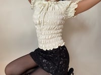 Image 3 of Classic Ruched Shirt in Cream (Pre-order)