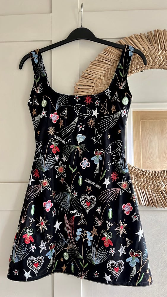 Stars, flowers, constellations, and whimsical hearts tulle velvet handmade Dress