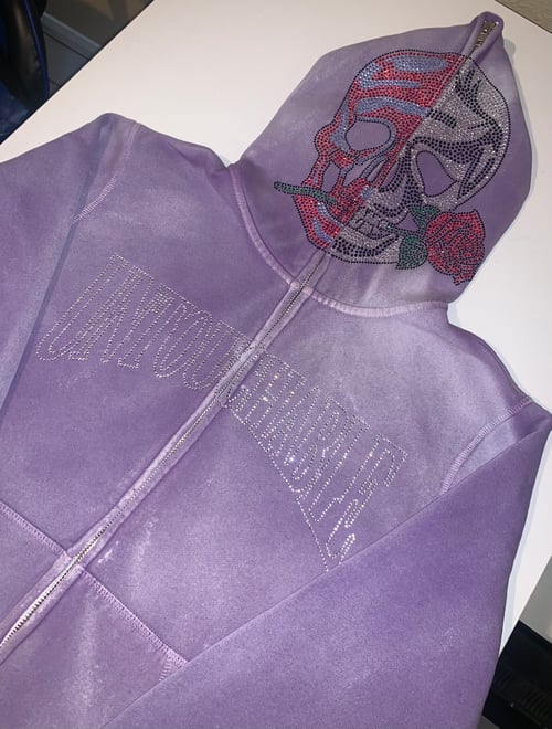 Image of Untouchable Lifestyle Split Skull Purple Hoodie