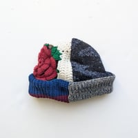 Image 1 of Upcycled Reversible Beanie crochet rose