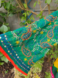Image 4 of Stevie Embroidered- Forrest green orange trim