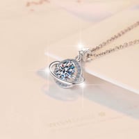 Image 3 of Vvs Moissanite 925 Sterling Silver 1CT Diamond Pendant Necklace 