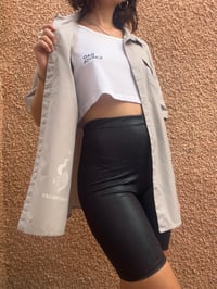 Image 3 of Bad Karma Cropped Tank Top: White - Black