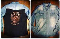 Upcycled “Johnny Cash” t-shirt denim