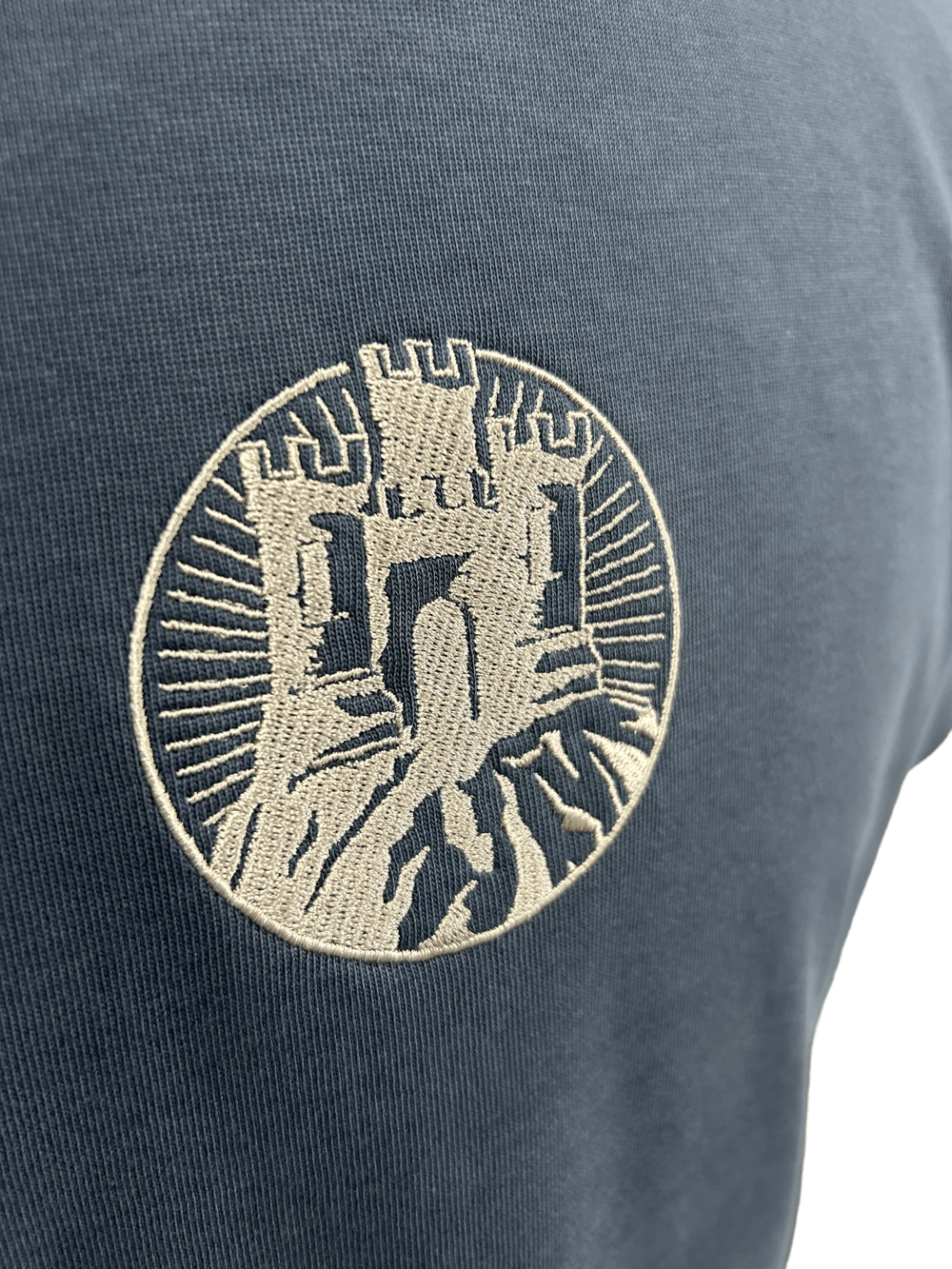 Navy / Silver Castle Embroidered T-shirt 