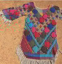 Vintage net mini dress with hand woven patterns 