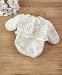 Image 2 of Newborn girls knitted bodysuit for photoshoots | Aila  | creamy