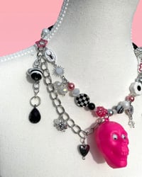 Image 3 of HOT PINK SKULL NECKLACE
