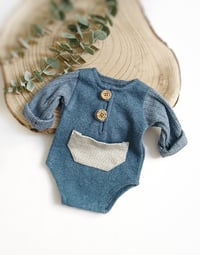 Image 2 of Newborn boy bodysuit for photoshoot | Adrien| navy blue