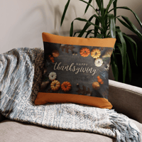 Image 1 of Premium Pillow (Happy Thanksgiving)