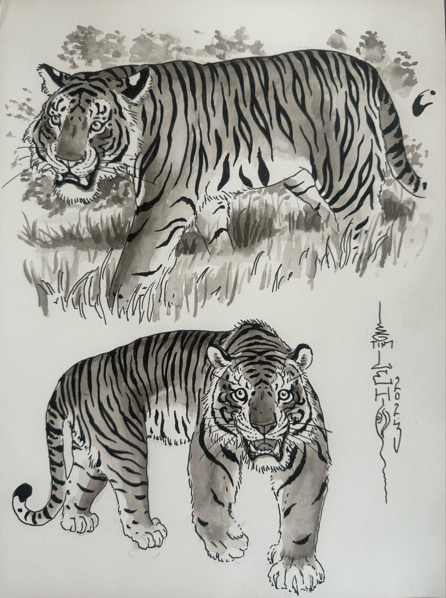 Image of Original Tim Lehi "Tiger Book Art 24" Illustration