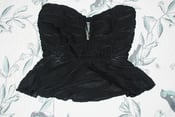 Image of BRAND NEW Black strapless peplum top with mesh v (size small)
