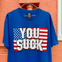 Image 2 of 2003 WWE KURT ANGLE 🥇 “YOU SUCK” TWO WORDS FOR OUR ENEMIES SHIRT